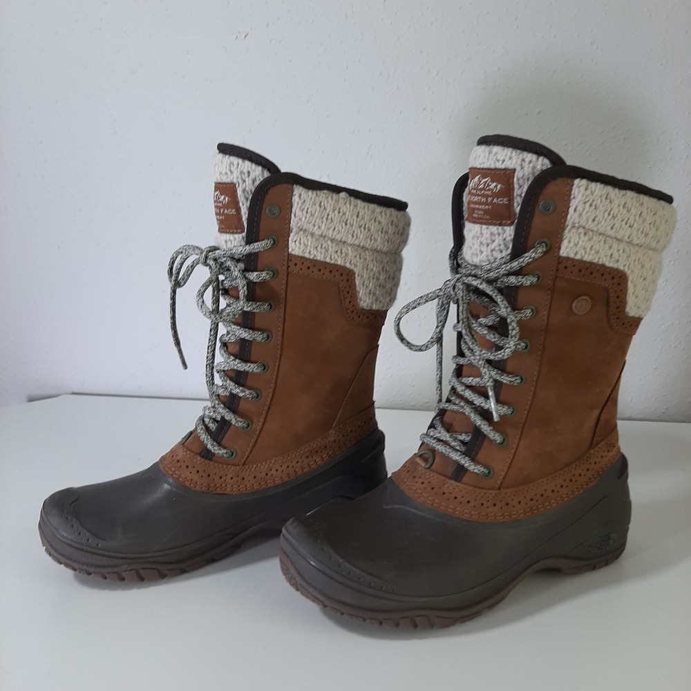 The North Face Shellista II Mid Waterproof Winter Boots Brown Knit Womens